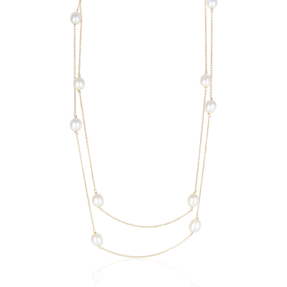 Tiffany & Co. Yellow Gold Pearl Elsa Peretti Pearl By The Yard Necklace